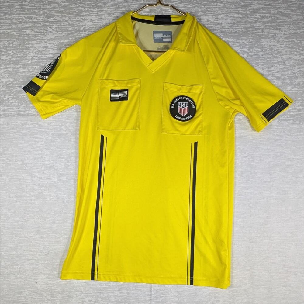 Official Sports USSF Soccer Referee Jersey Mens Small Yellow Short Sleeve